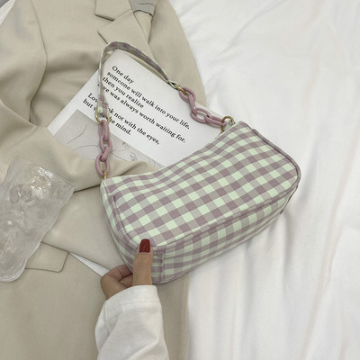 Mood naistele Oxfordi riidest ruuduline mustriga trükkimine õlakott kaenlaaluste vabaaja naiste kett Väike rahakott käekotid 2021 uus