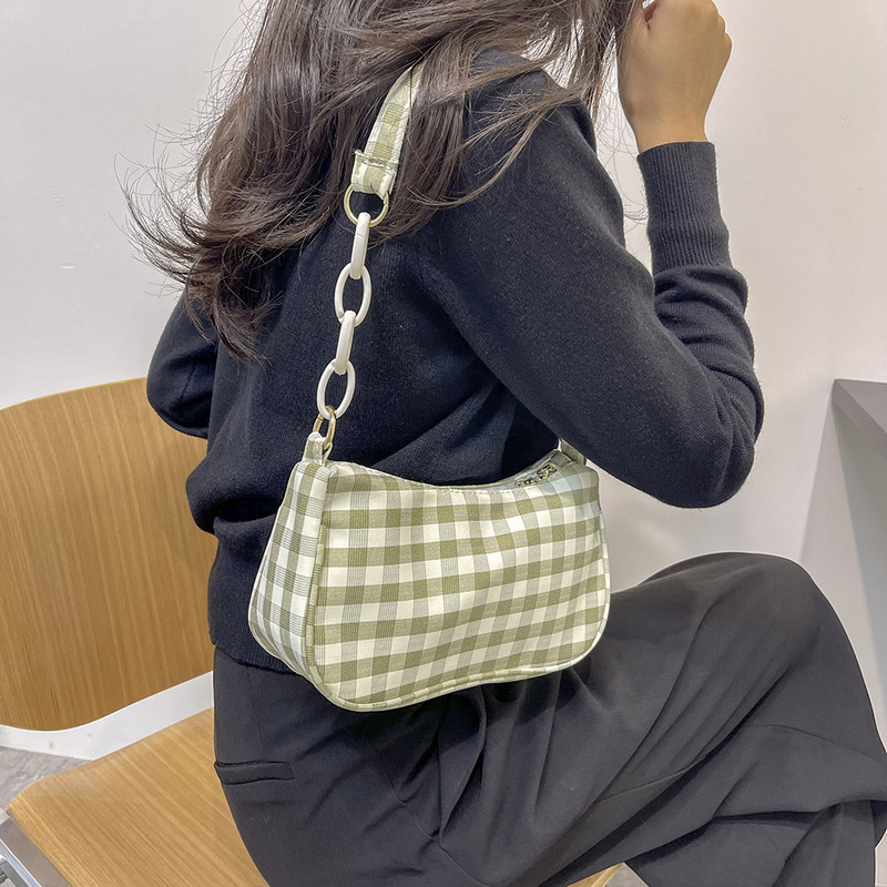 Mood naistele Oxfordi riidest ruuduline mustriga trükkimine õlakott kaenlaaluste vabaaja naiste kett Väike rahakott käekotid 2021 uus