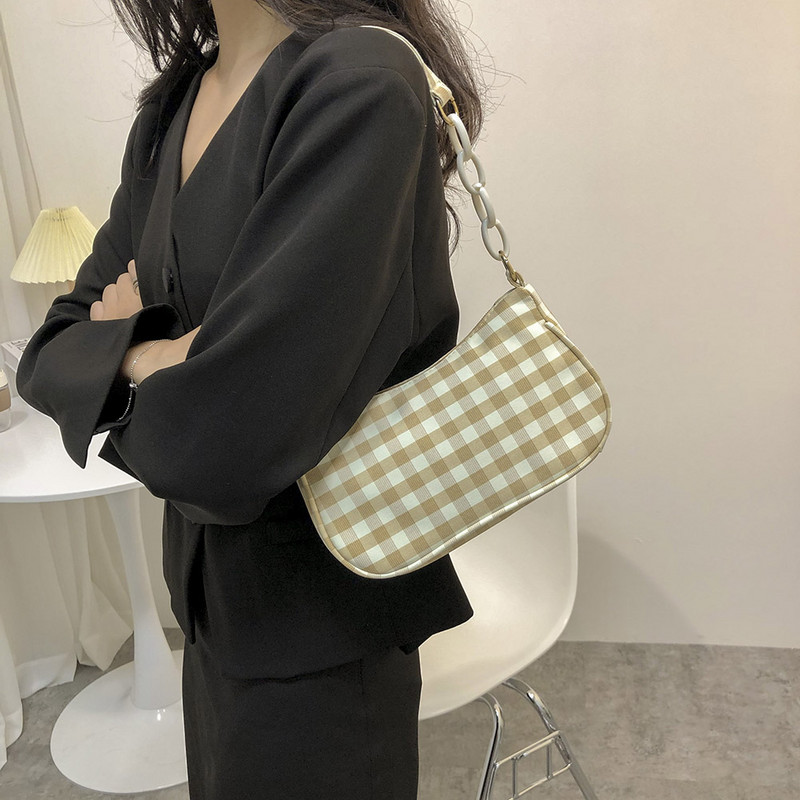 Mood naistele Oxfordi riidest ruuduline mustriga trükkimine õlakott kaenlaaluste vabaaja naiste kett Väike rahakott käekotid 2021 uus