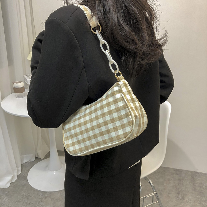 Mood naistele Oxfordi riidest ruuduline mustriga trükkimine õlakott kaenlaaluste vabaaja naiste kett Väike rahakott käekotid 2021 uus