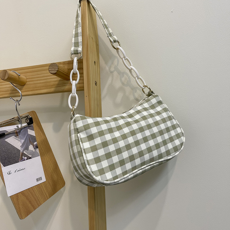 Mood naistele Oxfordi riidest ruuduline mustriga trükkimine õlakott kaenlaaluste vabaaja naiste kett Väike rahakott käekotid 2021 uus