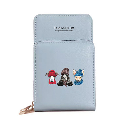 Naiste õlakott Pu nahast rahakott kaardipakk puutetundliku ekraaniga mobiiltelefoni kotid naiste rist kehakott Koeraprint Veekindlad rahakotid