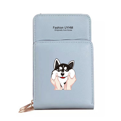 Naiste õlakott Pu nahast rahakott kaardipakk puutetundliku ekraaniga mobiiltelefoni kotid naiste rist kehakott Koeraprint Veekindlad rahakotid