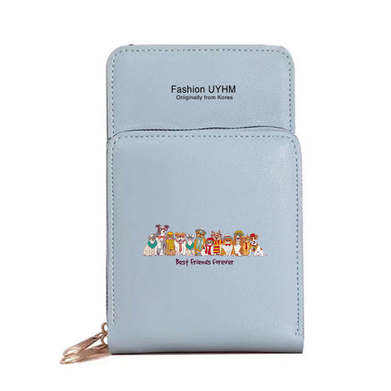 Naiste õlakott Pu nahast rahakott kaardipakk puutetundliku ekraaniga mobiiltelefoni kotid naiste rist kehakott Koeraprint Veekindlad rahakotid