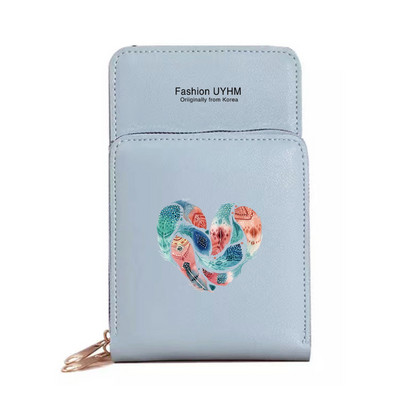 Naiste õlakott Pu Nahast rahakotid Kaardipakk Puuteekraan Mobiiltelefonikotid Ristkehaga rahakott Sulgedega trükitud veekindlad rahakotid