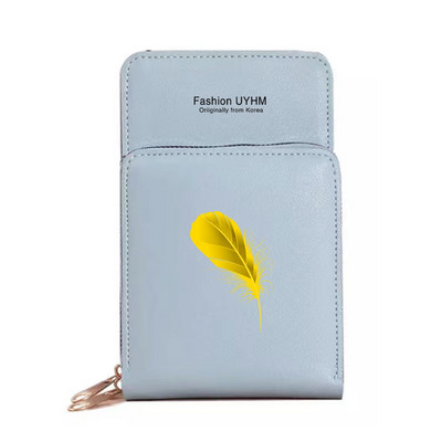 Naiste õlakott Pu Nahast rahakotid Kaardipakk Puuteekraan Mobiiltelefonikotid Ristkehaga rahakott Sulgedega trükitud veekindlad rahakotid