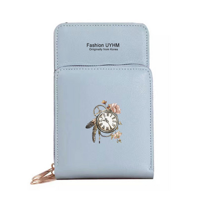 Naiste õlakott Pu Nahast rahakotid Kaardipakk Puuteekraan Mobiiltelefonikotid Ristkehaga rahakott Sulgedega trükitud veekindlad rahakotid