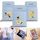 Naiste õlakott Pu nahast rahakott kaardihoidja puuteekraaniga mobiiltelefoni kotid hoiupakk Lilleline kirjaprindiga rahakott