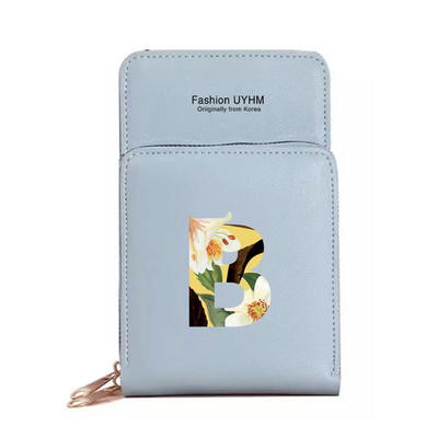 Naiste õlakott Pu nahast rahakott kaardihoidja puuteekraaniga mobiiltelefoni kotid hoiupakk Lilleline kirjaprindiga rahakott