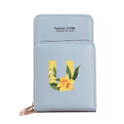 Naiste õlakott Pu nahast rahakott kaardihoidja puuteekraaniga mobiiltelefoni kotid hoiupakk Lilleline kirjaprindiga rahakott