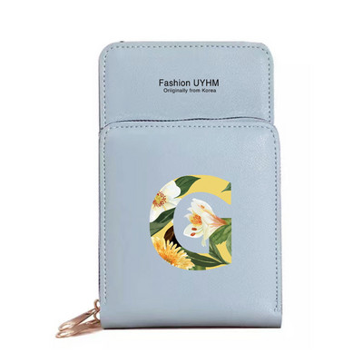 Naiste õlakott Pu nahast rahakott kaardihoidja puuteekraaniga mobiiltelefoni kotid hoiupakk Lilleline kirjaprindiga rahakott