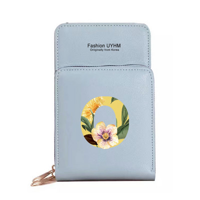 Naiste õlakott Pu nahast rahakott kaardihoidja puuteekraaniga mobiiltelefoni kotid hoiupakk Lilleline kirjaprindiga rahakott