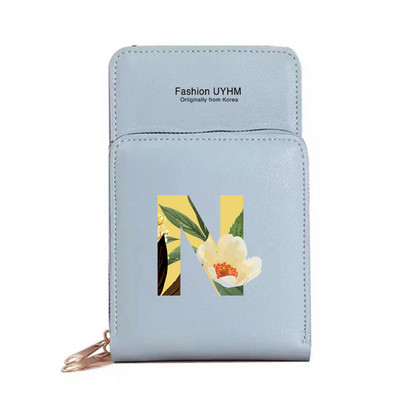 Naiste õlakott Pu nahast rahakott kaardihoidja puuteekraaniga mobiiltelefoni kotid hoiupakk Lilleline kirjaprindiga rahakott