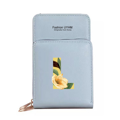 Naiste õlakott Pu nahast rahakott kaardihoidja puuteekraaniga mobiiltelefoni kotid hoiupakk Lilleline kirjaprindiga rahakott