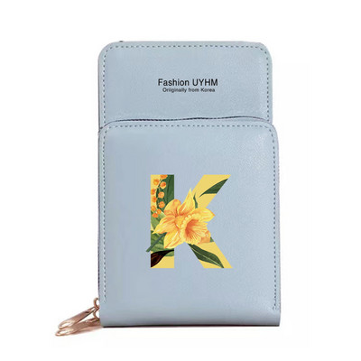 Naiste õlakott Pu nahast rahakott kaardihoidja puuteekraaniga mobiiltelefoni kotid hoiupakk Lilleline kirjaprindiga rahakott