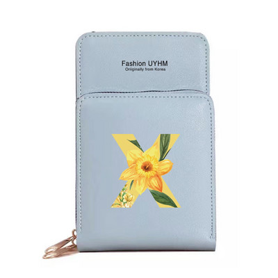 Naiste õlakott Pu nahast rahakott kaardihoidja puuteekraaniga mobiiltelefoni kotid hoiupakk Lilleline kirjaprindiga rahakott