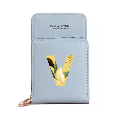 Naiste õlakott Pu nahast rahakott kaardihoidja puuteekraaniga mobiiltelefoni kotid hoiupakk Lilleline kirjaprindiga rahakott