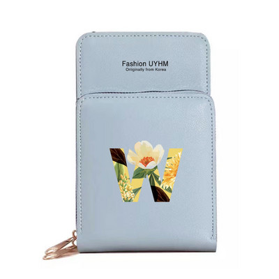 Naiste õlakott Pu nahast rahakott kaardihoidja puuteekraaniga mobiiltelefoni kotid hoiupakk Lilleline kirjaprindiga rahakott