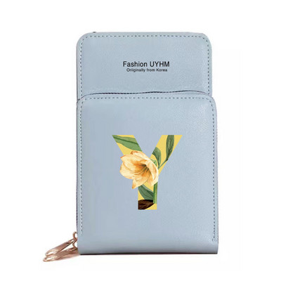 Naiste õlakott Pu nahast rahakott kaardihoidja puuteekraaniga mobiiltelefoni kotid hoiupakk Lilleline kirjaprindiga rahakott