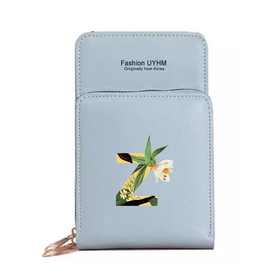 Naiste õlakott Pu nahast rahakott kaardihoidja puuteekraaniga mobiiltelefoni kotid hoiupakk Lilleline kirjaprindiga rahakott