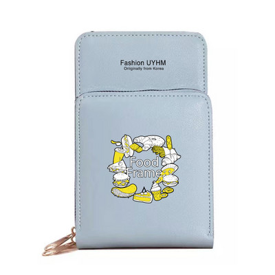 Vodootporne torbe za mobilne telefone sa zaslonom osjetljivim na dodir Ženska torba na rame Novčanici od pu kože Držač kartica Ispis hrane Torbica za pohranu mobitela