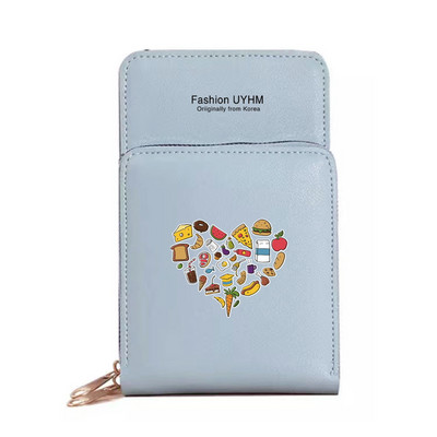 Vodootporne torbe za mobilne telefone sa zaslonom osjetljivim na dodir Ženska torba na rame Novčanici od pu kože Držač kartica Ispis hrane Torbica za pohranu mobitela