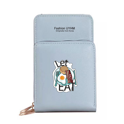 Vodootporne torbe za mobilne telefone sa zaslonom osjetljivim na dodir Ženska torba na rame Novčanici od pu kože Držač kartica Ispis hrane Torbica za pohranu mobitela