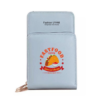 Vodootporne torbe za mobilne telefone sa zaslonom osjetljivim na dodir Ženska torba na rame Novčanici od pu kože Držač kartica Ispis hrane Torbica za pohranu mobitela