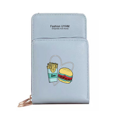 Vodootporne torbe za mobilne telefone sa zaslonom osjetljivim na dodir Ženska torba na rame Novčanici od pu kože Držač kartica Ispis hrane Torbica za pohranu mobitela