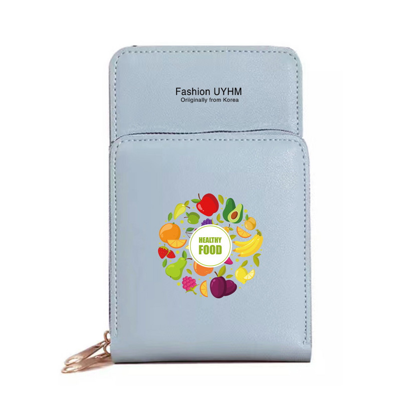 Veekindel puuteekraan Mobiiltelefonide kotid Naiste Õlakott Pu Nahast Rahakotid Kaardihoidja Toidutrükk Mobiiltelefoni hoiukott