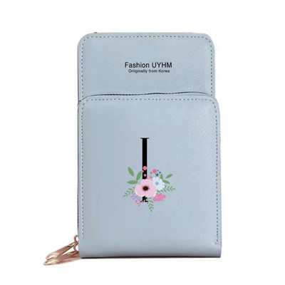 Geantă de umăr pentru femei Portofele din piele PU Suport card Ecran tactil Genți pentru telefon mobil Pachet de depozitare Poșete cu imprimeu cu litere negre cu flori