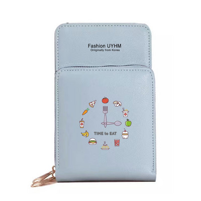 Vízálló mobiltelefon táskák Női válltáska Pu bőr pénztárcák Kártyatartó Élelmiszer sorozat Érintőképernyős mobiltelefon tároló pénztárca