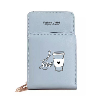 Vízálló mobiltelefon táskák Női válltáska Pu bőr pénztárcák Kártyatartó Élelmiszer sorozat Érintőképernyős mobiltelefon tároló pénztárca