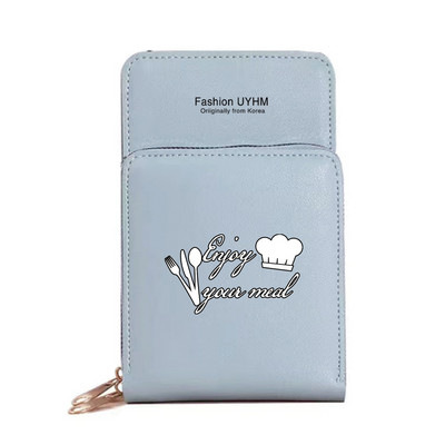 Vízálló mobiltelefon táskák Női válltáska Pu bőr pénztárcák Kártyatartó Élelmiszer sorozat Érintőképernyős mobiltelefon tároló pénztárca