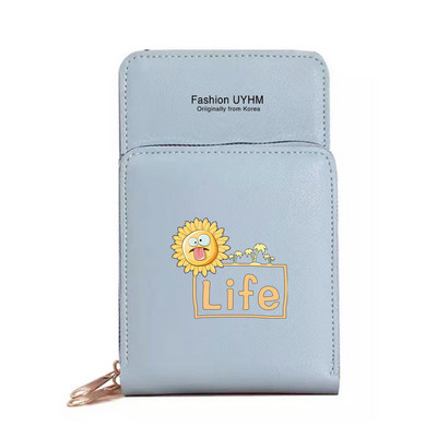 Vízálló mobiltelefon táskák Női válltáska Pu bőr pénztárcák Kártyatartó Élelmiszer sorozat Érintőképernyős mobiltelefon tároló pénztárca