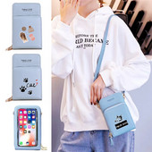 Pu δερμάτινα πορτοφόλια Θήκη κάρτας Γυναικείες αδιάβροχες τσάντες κινητού τηλεφώνου Τσάντα ώμου ίχνη ποδιών σειράς οθόνη αφής τσαντάκι κινητού τηλεφώνου