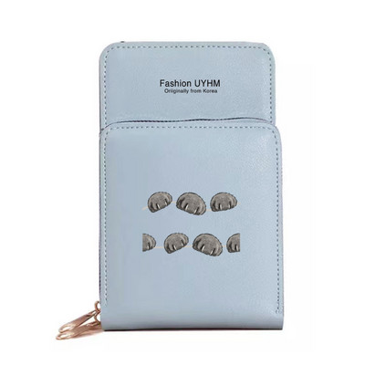 Pu δερμάτινα πορτοφόλια Θήκη κάρτας Γυναικείες αδιάβροχες τσάντες κινητού τηλεφώνου Τσάντα ώμου ίχνη ποδιών σειράς οθόνη αφής τσαντάκι κινητού τηλεφώνου