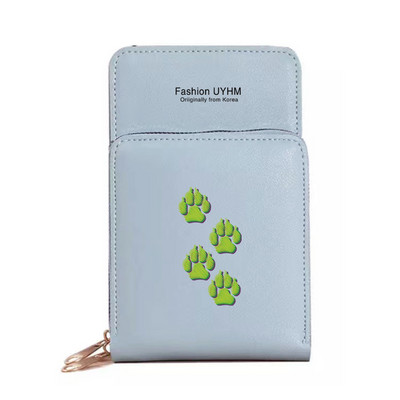 Pu δερμάτινα πορτοφόλια Θήκη κάρτας Γυναικείες αδιάβροχες τσάντες κινητού τηλεφώνου Τσάντα ώμου ίχνη ποδιών σειράς οθόνη αφής τσαντάκι κινητού τηλεφώνου