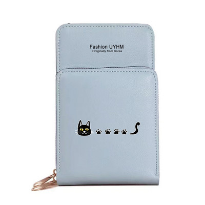 Pu δερμάτινα πορτοφόλια Θήκη κάρτας Γυναικείες αδιάβροχες τσάντες κινητού τηλεφώνου Τσάντα ώμου ίχνη ποδιών σειράς οθόνη αφής τσαντάκι κινητού τηλεφώνου