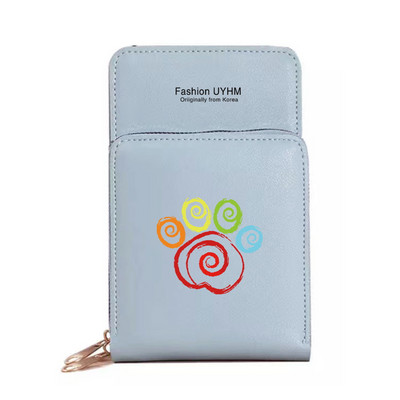 Pu δερμάτινα πορτοφόλια Θήκη κάρτας Γυναικείες αδιάβροχες τσάντες κινητού τηλεφώνου Τσάντα ώμου ίχνη ποδιών σειράς οθόνη αφής τσαντάκι κινητού τηλεφώνου