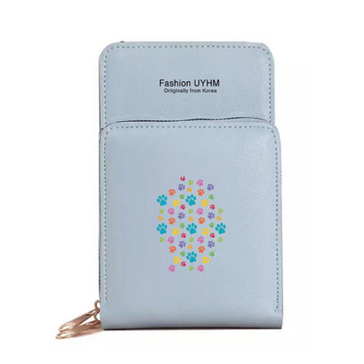 Pu δερμάτινα πορτοφόλια Θήκη κάρτας Γυναικείες αδιάβροχες τσάντες κινητού τηλεφώνου Τσάντα ώμου ίχνη ποδιών σειράς οθόνη αφής τσαντάκι κινητού τηλεφώνου