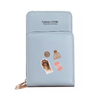 Pu δερμάτινα πορτοφόλια Θήκη κάρτας Γυναικείες αδιάβροχες τσάντες κινητού τηλεφώνου Τσάντα ώμου ίχνη ποδιών σειράς οθόνη αφής τσαντάκι κινητού τηλεφώνου