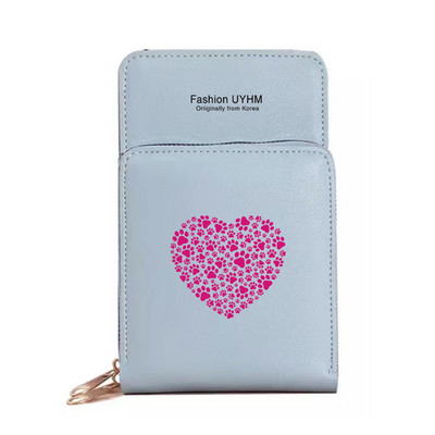 Pu δερμάτινα πορτοφόλια Θήκη κάρτας Γυναικείες αδιάβροχες τσάντες κινητού τηλεφώνου Τσάντα ώμου ίχνη ποδιών σειράς οθόνη αφής τσαντάκι κινητού τηλεφώνου