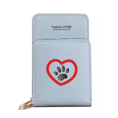 Pu δερμάτινα πορτοφόλια Θήκη κάρτας Γυναικείες αδιάβροχες τσάντες κινητού τηλεφώνου Τσάντα ώμου ίχνη ποδιών σειράς οθόνη αφής τσαντάκι κινητού τηλεφώνου