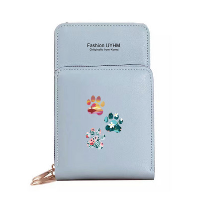 Pu δερμάτινα πορτοφόλια Θήκη κάρτας Γυναικείες αδιάβροχες τσάντες κινητού τηλεφώνου Τσάντα ώμου ίχνη ποδιών σειράς οθόνη αφής τσαντάκι κινητού τηλεφώνου