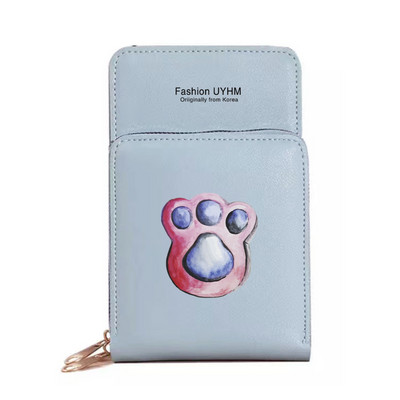 Pu δερμάτινα πορτοφόλια Θήκη κάρτας Γυναικείες αδιάβροχες τσάντες κινητού τηλεφώνου Τσάντα ώμου ίχνη ποδιών σειράς οθόνη αφής τσαντάκι κινητού τηλεφώνου