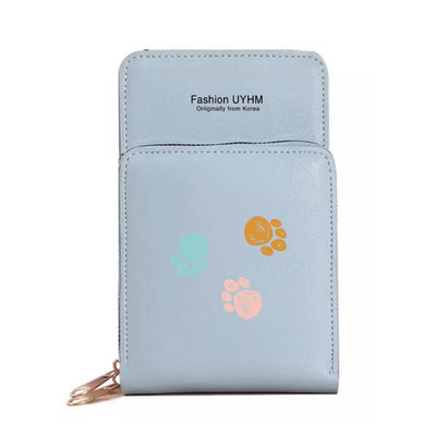 Pu δερμάτινα πορτοφόλια Θήκη κάρτας Γυναικείες αδιάβροχες τσάντες κινητού τηλεφώνου Τσάντα ώμου ίχνη ποδιών σειράς οθόνη αφής τσαντάκι κινητού τηλεφώνου