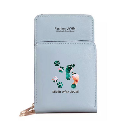 Pu δερμάτινα πορτοφόλια Θήκη κάρτας Γυναικείες αδιάβροχες τσάντες κινητού τηλεφώνου Τσάντα ώμου ίχνη ποδιών σειράς οθόνη αφής τσαντάκι κινητού τηλεφώνου