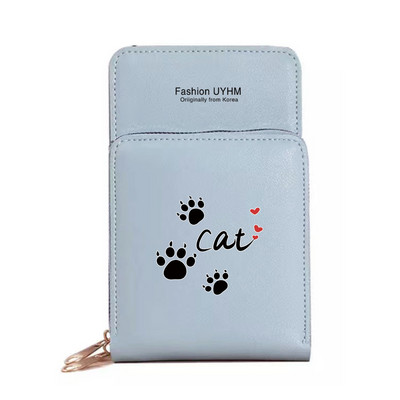 Pu δερμάτινα πορτοφόλια Θήκη κάρτας Γυναικείες αδιάβροχες τσάντες κινητού τηλεφώνου Τσάντα ώμου ίχνη ποδιών σειράς οθόνη αφής τσαντάκι κινητού τηλεφώνου