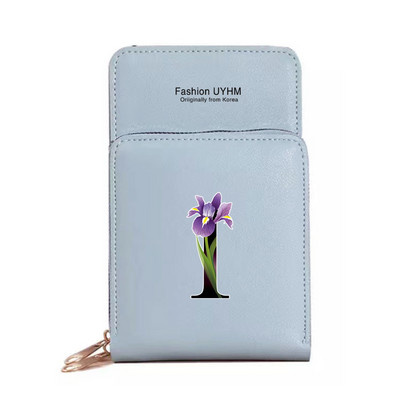 Veekindel puuteekraaniga mobiiltelefoni kotid Naiste õlakott Pu nahast rahakott kaardihoidja hoiupakk lillevärvi trükikott